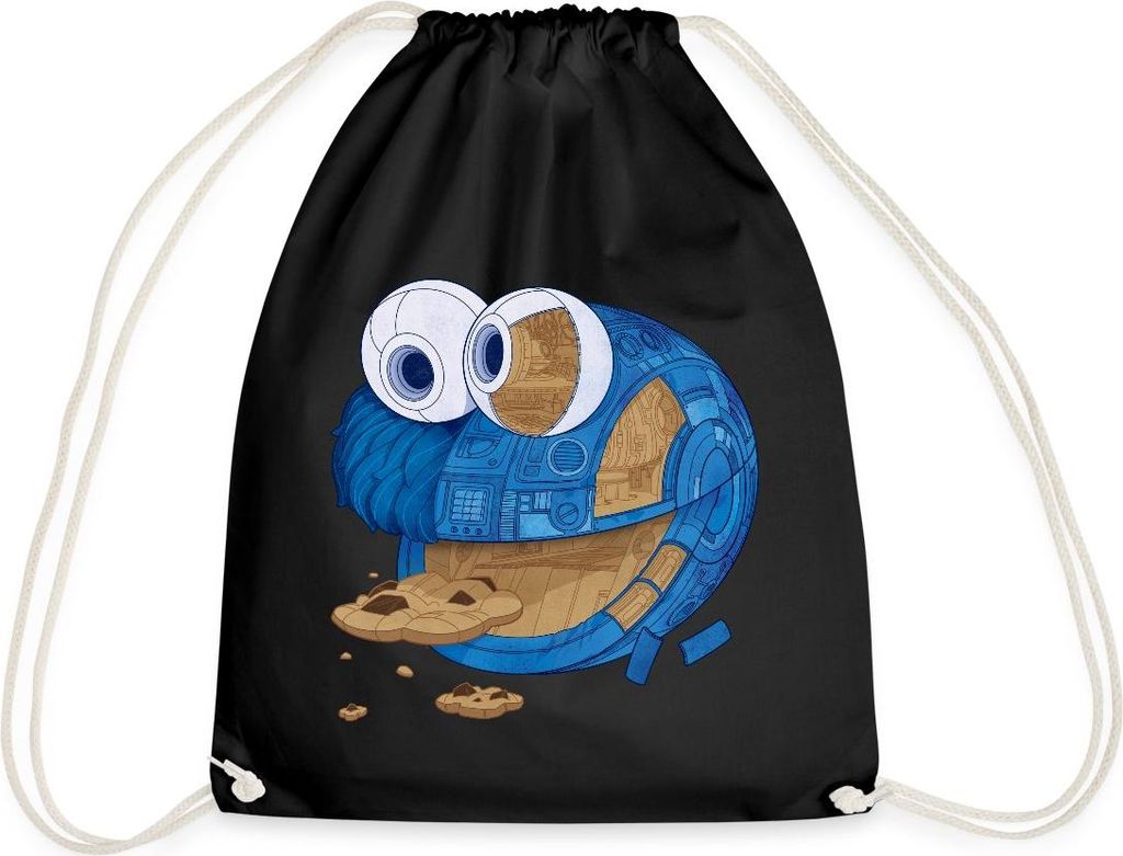 Spreadshirt Sesamstraße Krümelmonster Maschine Turnbeutel, One size, Schwarz