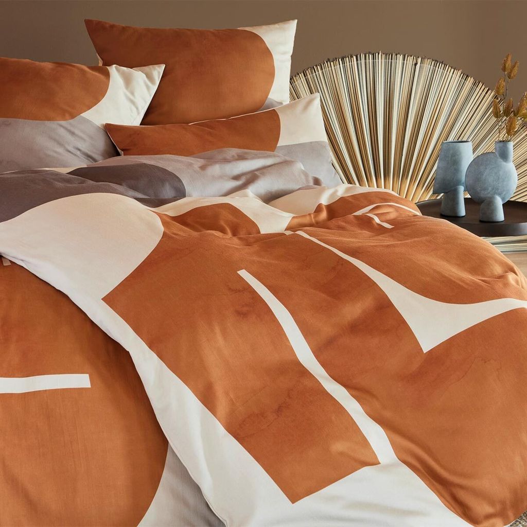Cotonea Satin-Bettwäsche Arica orange Kissenbezug einzeln 80x80 cm