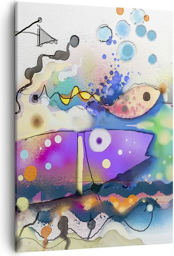 Bild auf Leinwand - Leinwandbild - Einteilig - Fisch Abstraktion - 50x70cm - Wand Bild - Wanddeko - Wandbilder - Leinwanddruck - Kunstdruck - Wandd...
