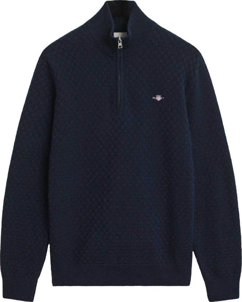 Gant - Sweatshirt für Herren, mit halbem Reißverschluss, Strukturiert GT11827 (XXL) (Blau)
