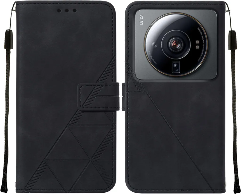 Custodia Xiaomi 12S Ultra Pelle Flip - Portafoglio Goffrato Nero Premium