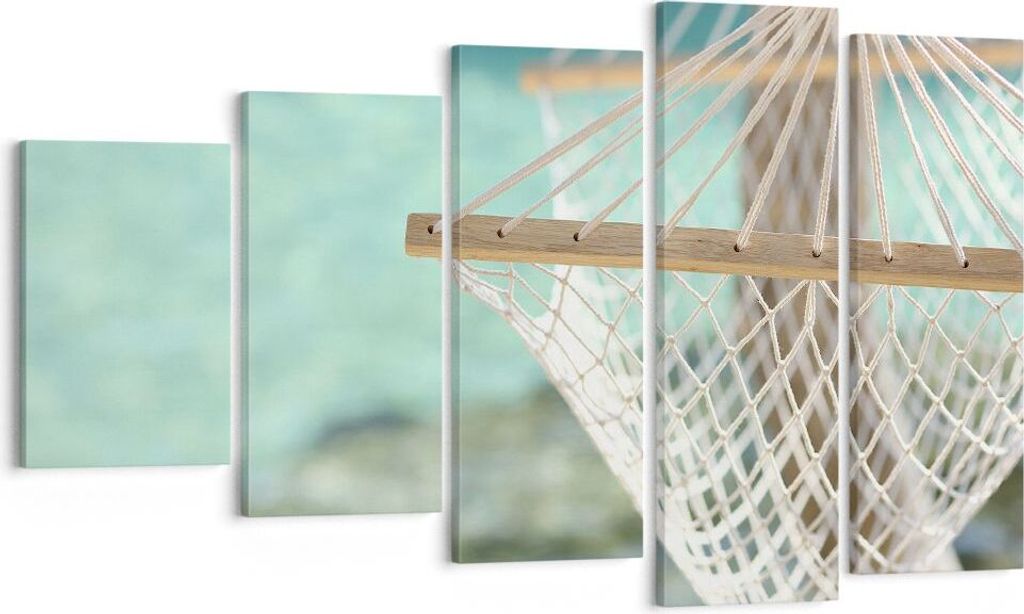 Bild auf Leinwand - Leinwandbild - Reise hängematte tropisch strand - 100x60cm - Wand Bild - Wanddeko - Leinwanddruck - Bilder - Kunstdruck - Lein...