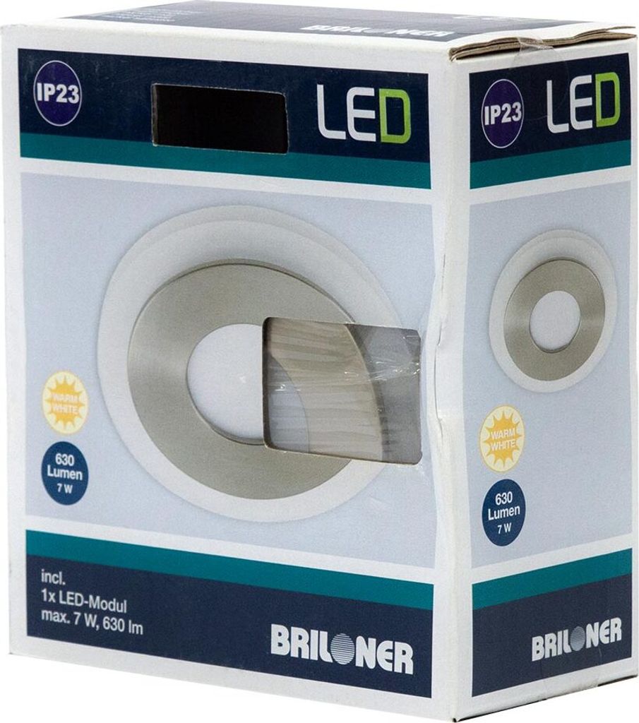 Briloner LED Einbauleuchte rund Nickel matt IP23 7W 630lm Produktbild 