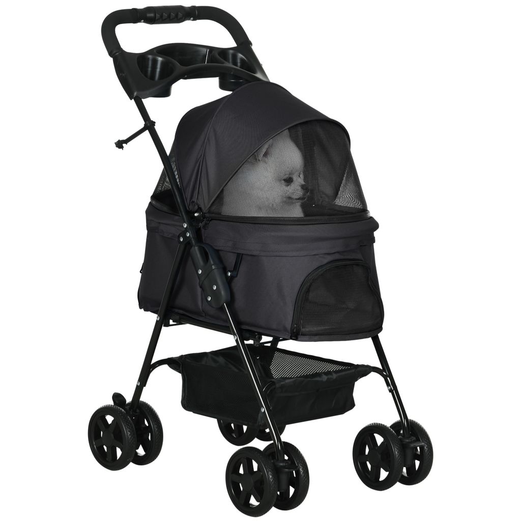 PawHut faltbarer Buggy, Kinderwagen, Hunde- und Katzenkorb, Produktbild 