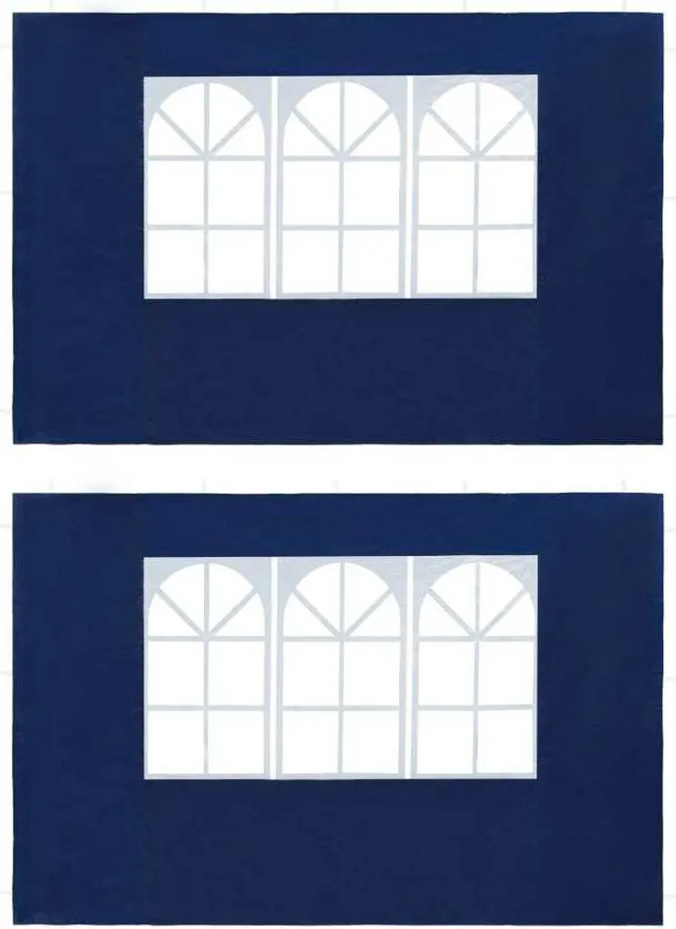 Set 2 Pareti per Gazebo Blu con Finestra - Accessori Tenda Festa PE