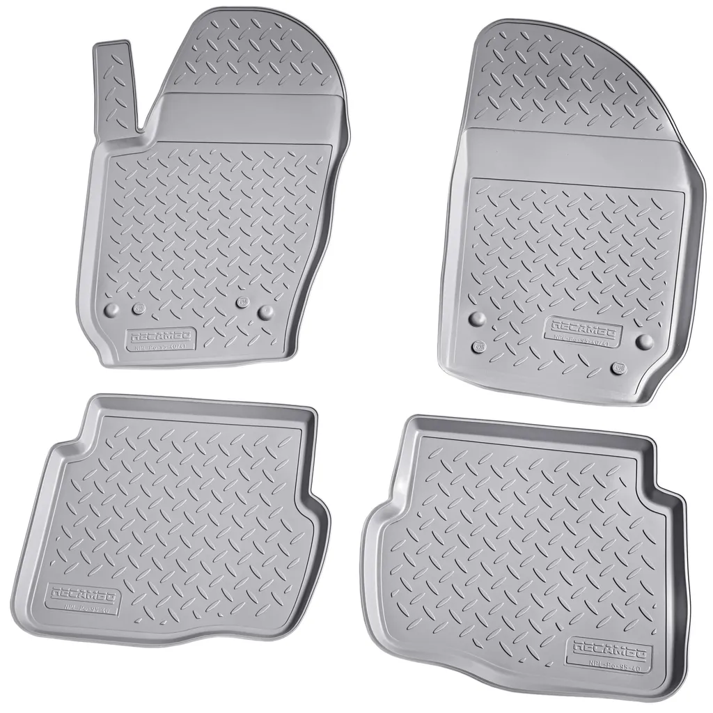 Set Tappeti Auto Gomma 3D VW Polo 9N 2001-2009 Grigio con Bordi Alti