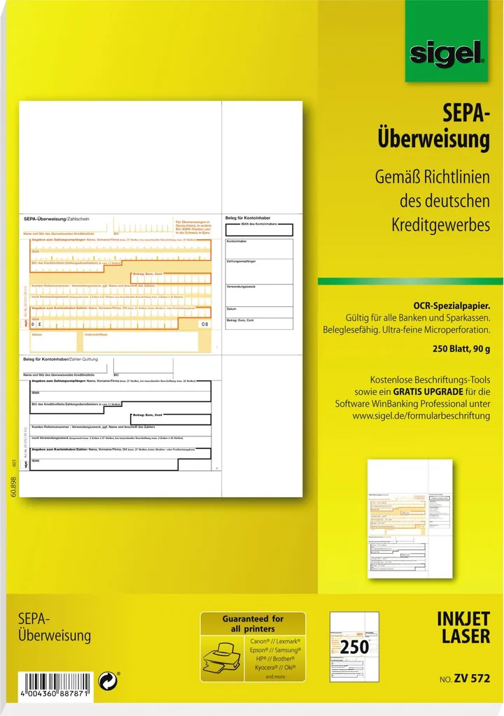 Acquista SIGEL ZV572 Bonifici SEPA 250 Fogli A4 - Compatibile 100%
