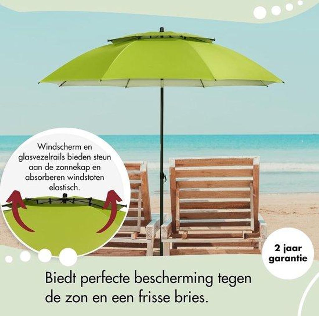 Strandsonnenschirm 200cm grün UV-schutz verstellbar