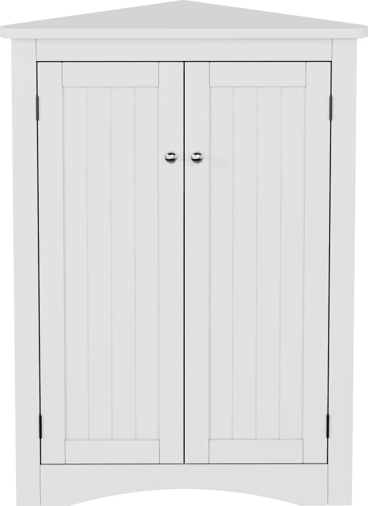 Merax Armoire d'Angle de Salle de Bain Blanche avec 2 Portes Vitrées