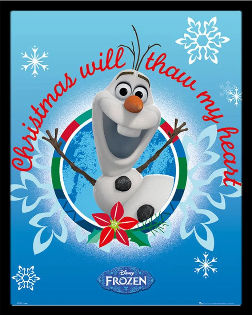 Mini Poster Olaf Christmas avec Cadre Shinsuke MDF Noir Vitre Acrylique