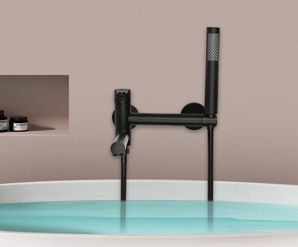 Badewannenarmatur Duschset Schwarz Wasserhahn Badewanne  Produktbild 