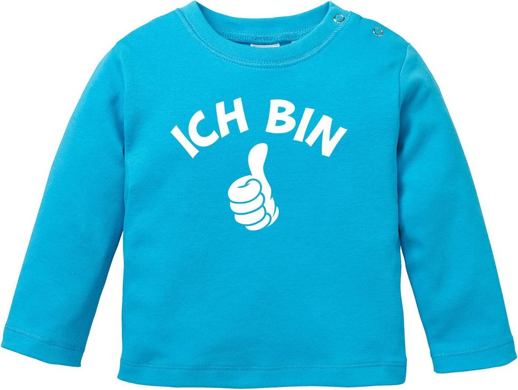 Baby Langarm-Shirt 1. Geburtstag Ich bin 1 Comic-Hand Geschenk für einjähriges Kind Baumwolle MoonWorks türkis 80/86 (10-15 Monate)