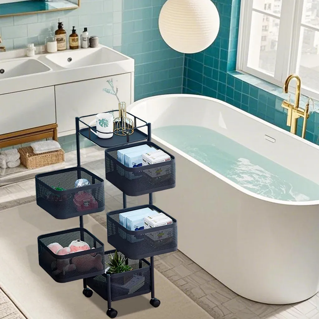 Meuble de rangement mobile 5 étages pour optimiser les petits espaces - 8