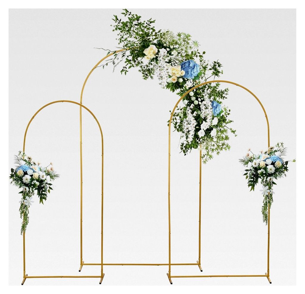 Metallbogen Hintergrundständer Set aus 3, Gold Hochzeit Bogenständer für Zeremonien, Metall Ballonbogen Rahmen für Hochzeitsfeiern, Jubiläen u...