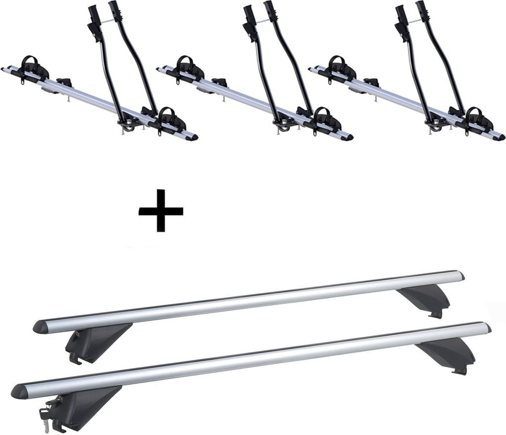 3x Fahrradträger SAGITTAR + Alu Dachträger RB003 kompatibel mit für Volvo V60 (5Türer) ab 2018