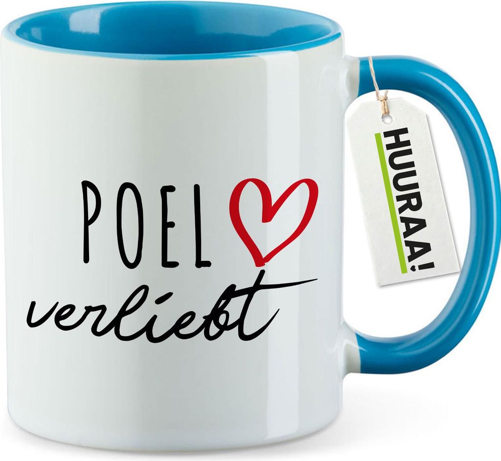 Huuraa Kaffeetasse Poel verliebt 330ml Blau Keramik Kaffeebecher Geschenkidee