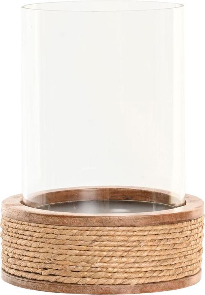 Kerzenschale Home ESPRIT Braun natürlich Kristall Schnur Mango-Holz