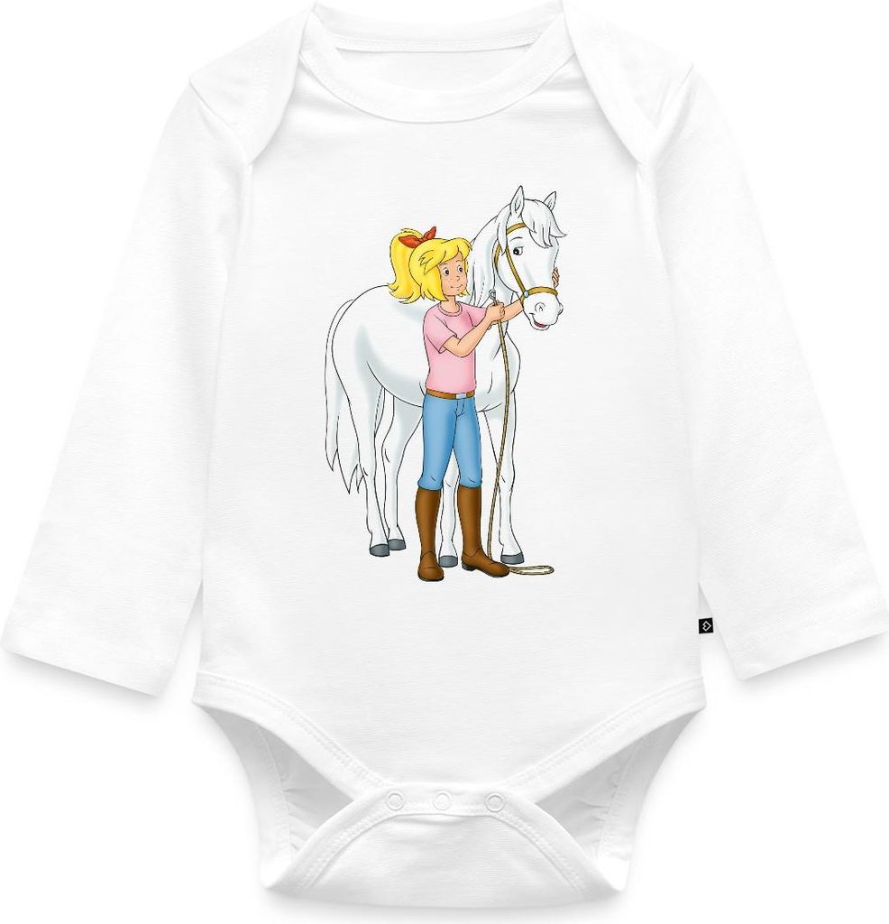 Spreadshirt Bibi Und Tina Bibi Mit Stute Sabrina Tages Baby Body Langarm, 62 (2-3 M.), Weiß