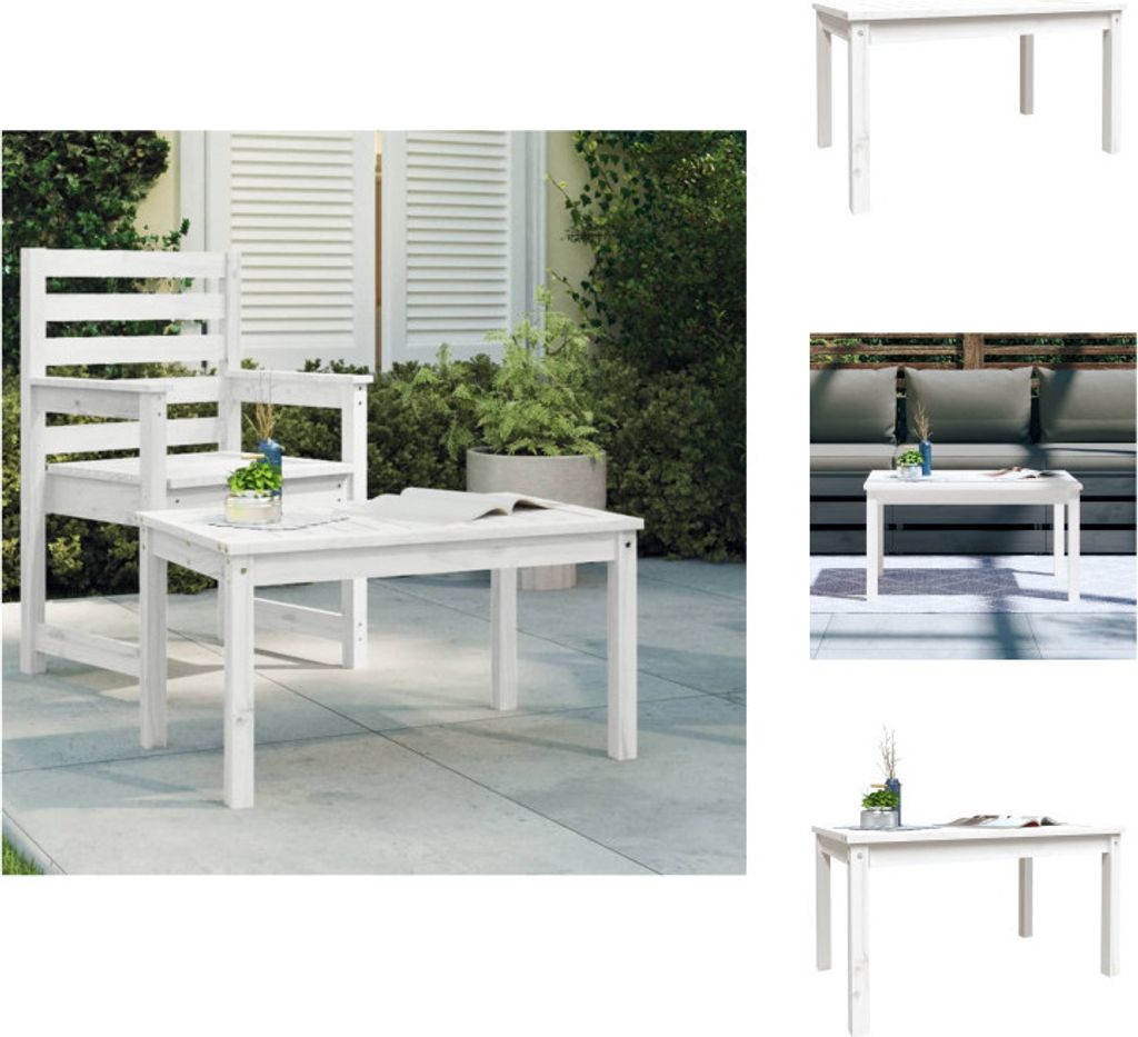 vidaXL Gartentisch Weiß 82,5x50,5x45 cm Massivholz Kiefer - Gartentische