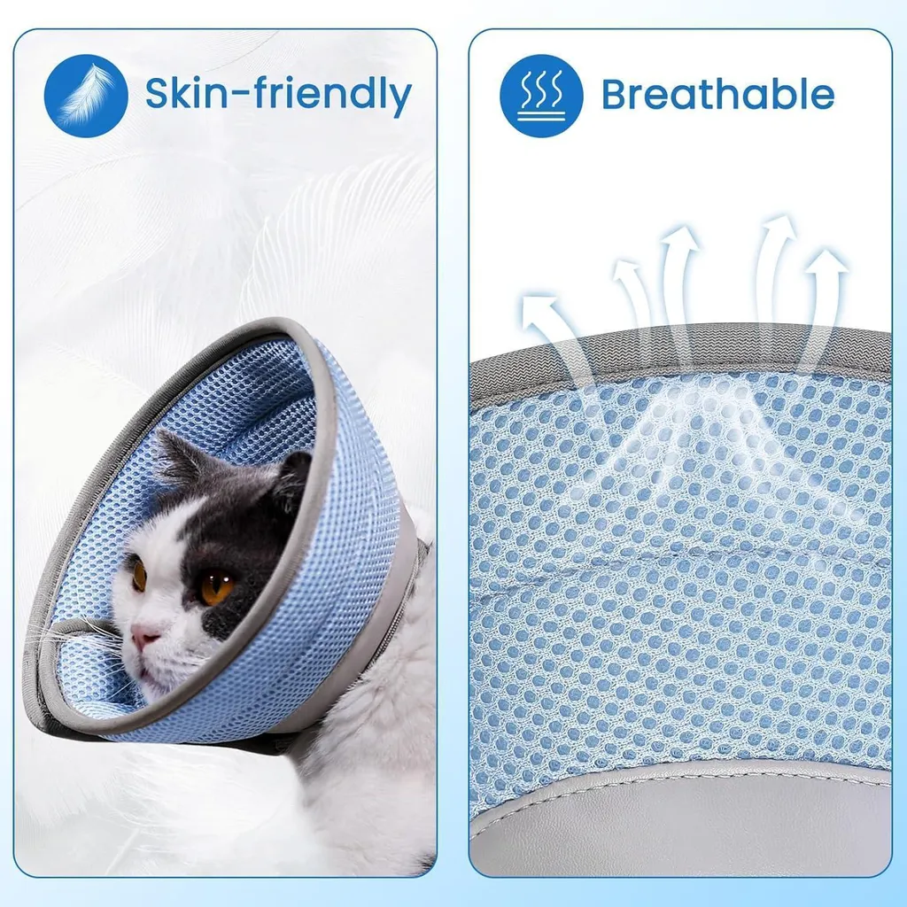 Collier de récupération chat bleu S flexible et lavable pour soins - 2