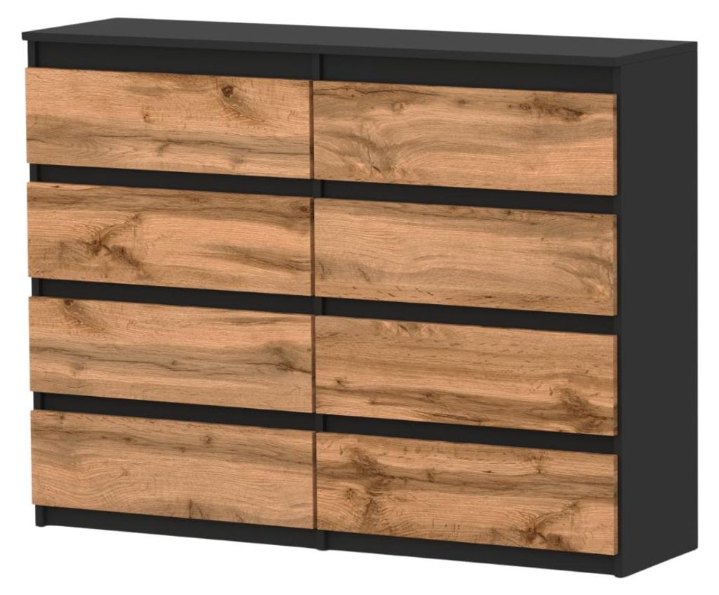 Große Kommode 120 cm, schwarze Eiche Wotan, moderner Produktbild 