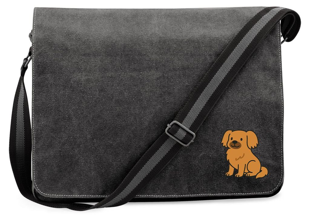 Huuraa Umhängetasche Tibet Spaniel Comic Tibbie 14 Liter Black Canvas Laptoptasche Geschenkidee