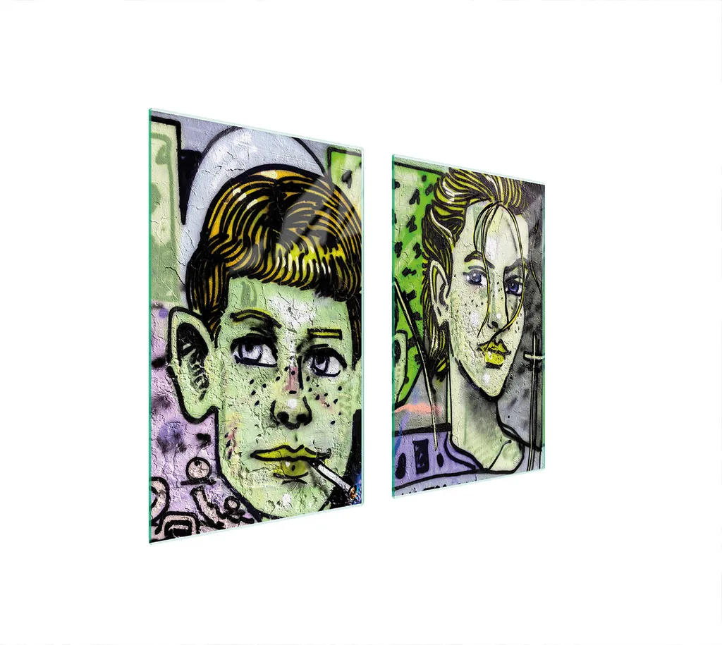 Tagliere in Vetro 75x52 Copri Fornelli Graffiti | Design 2 Pezzi