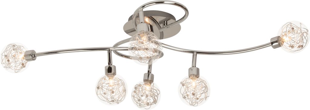BRILLIANT Deckenleuchte Joya | dekorative Deckenleuchte | Metall/Glas | chrom | 6x G9 max. 33 W