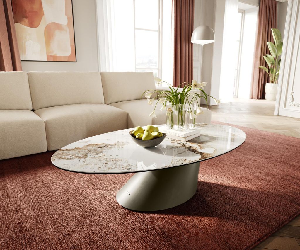DELIFE Couchtisch Edge Oval 140x80 cm Keramik Minas Melange Produktbild 