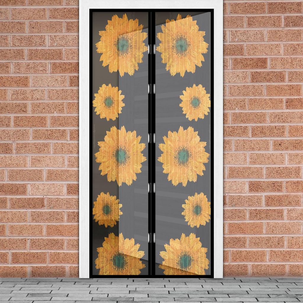 Magnetischer Türvorhang gegen Insekten – Fliegengitter mit Magneten – Blumenmuster – 100 x 210 cm – Selbstschließend – Mit Klettverschl...