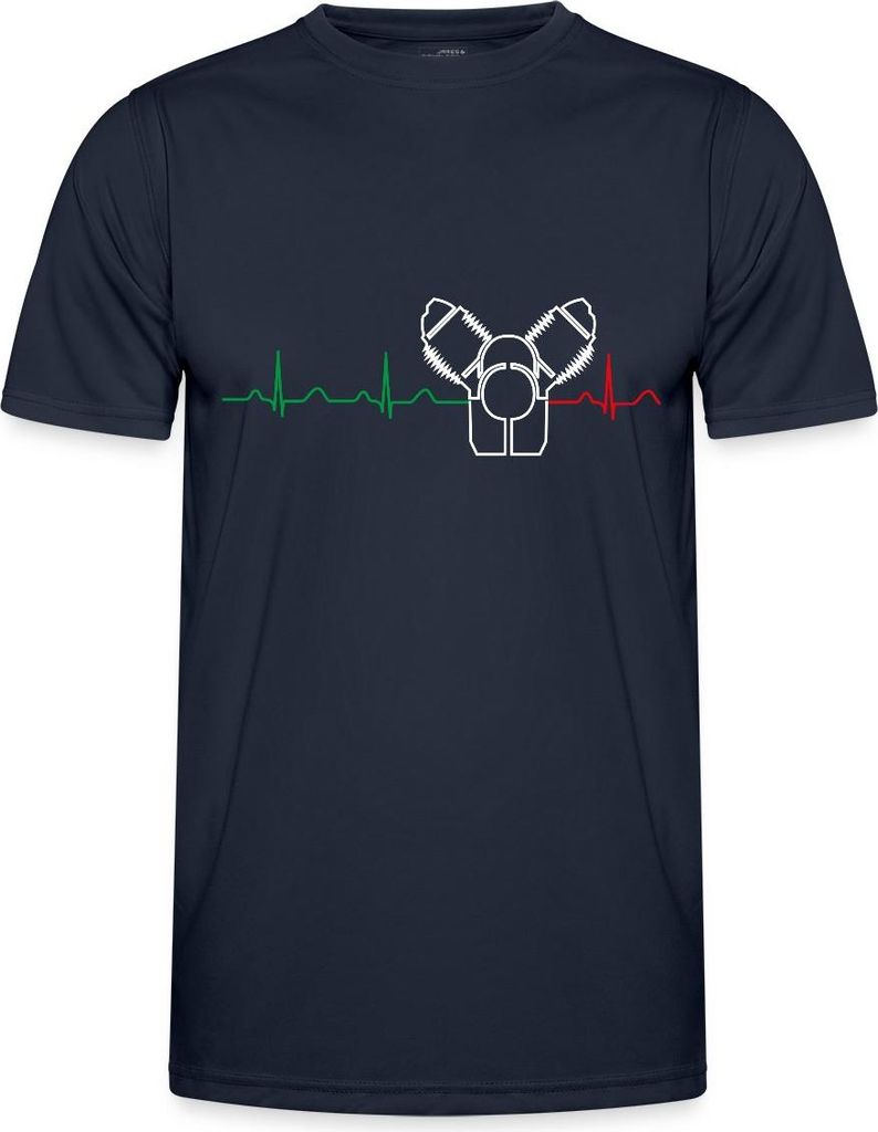 Spreadshirt Motorrad Rundmotor Heartbeat Italien Funktionsshirt Herren, XL, Navy