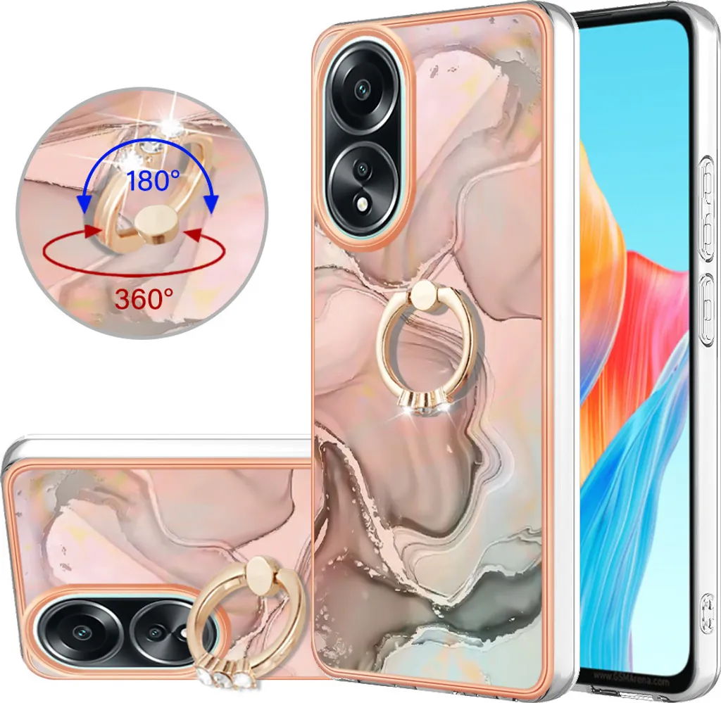 Cover Oppo A58 4G Beige in Silicone con Anello | Protezione Fashion TPU