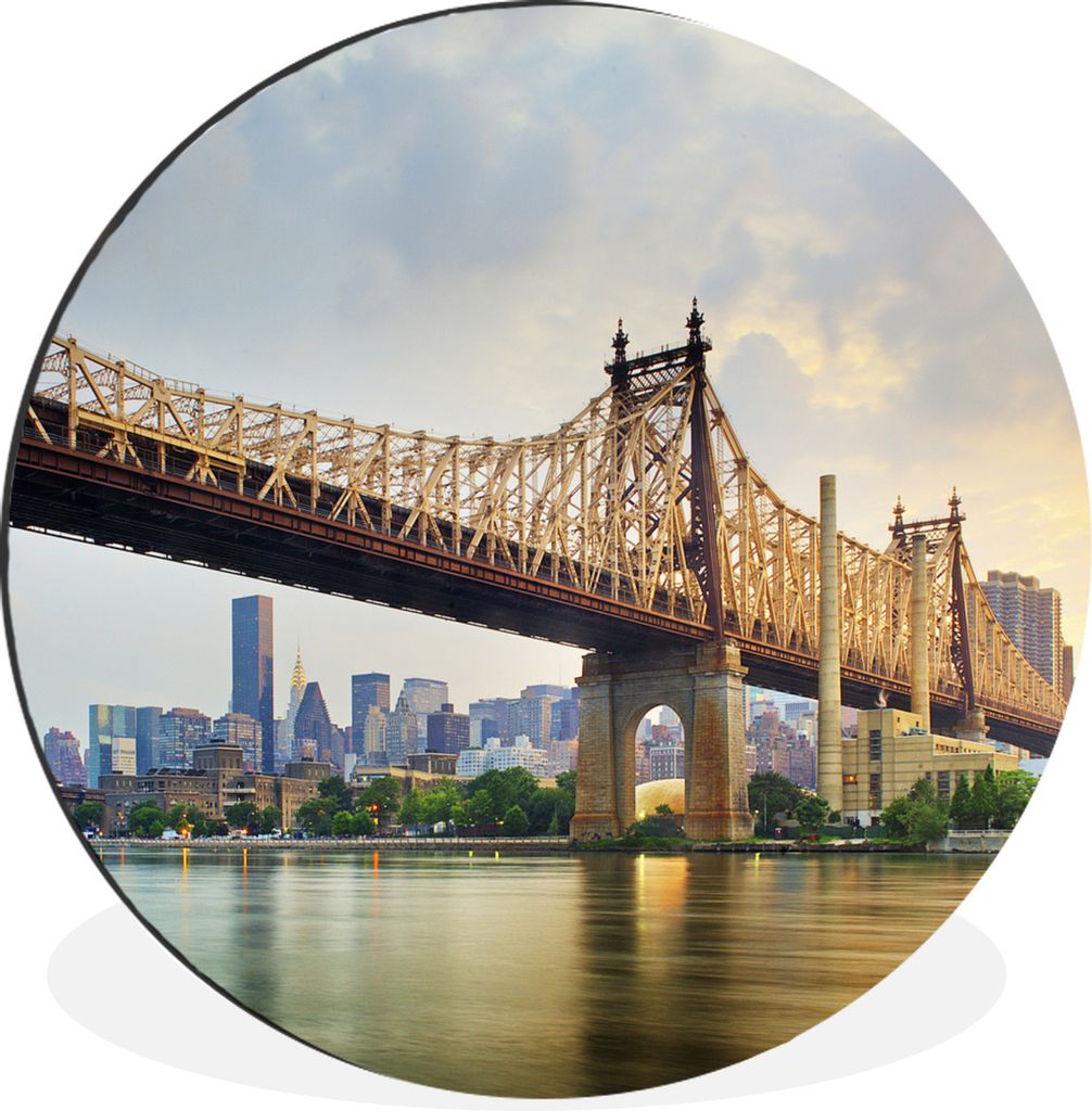 MuchoWow Aluminium Wandkreis Queensboro-Brücke Ø 90 cm Wanddeko Modern Wohnzimmer - Mauerkreis - Wandbilder - Runde Bild - Bild aus Aluminium -...