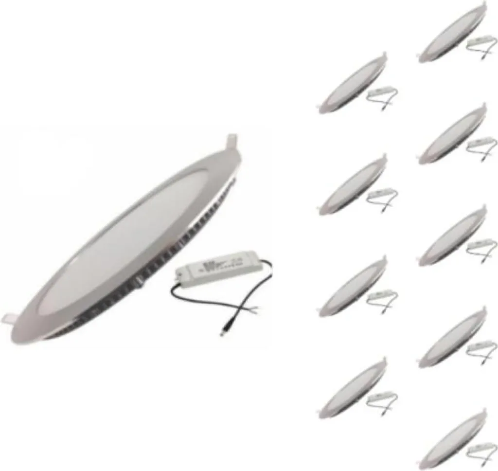 Pack de 10 Downlights Dalle LED Extra Plate ALU 18W Blanc Froid 6000K