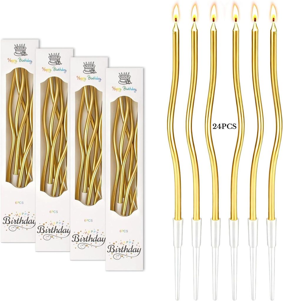 24 candeline dorate per compleanno - Candeline a spirale Immagine del prodotto 