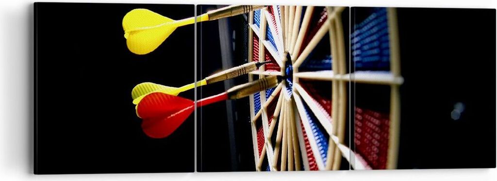 Bild auf Leinwand - Leinwandbild - Pfeil Darts Spaß Schild - 90x30cm - Wand Bild - Wanddeko - Leinwanddruck - Bilder - Kunstdruck - Wanddekoration...