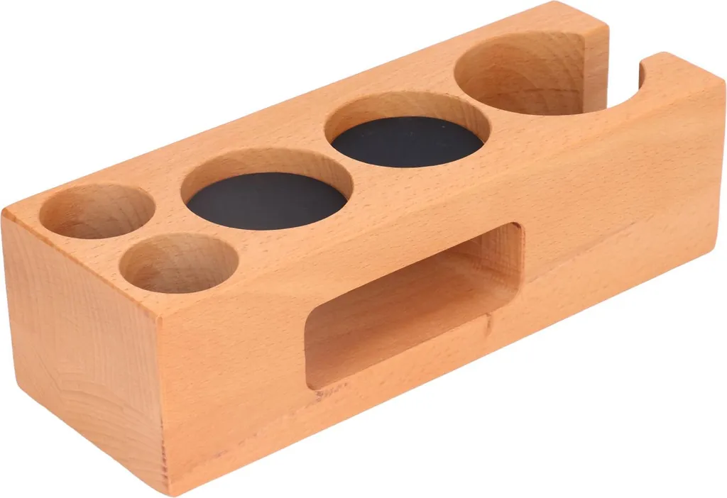 Porte-filtre à café en bois massif avec station de tassage 58mm
