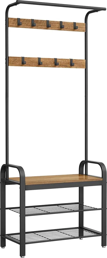 Meuble d'entrée portemanteau avec banc d'assise pour gain de place chic