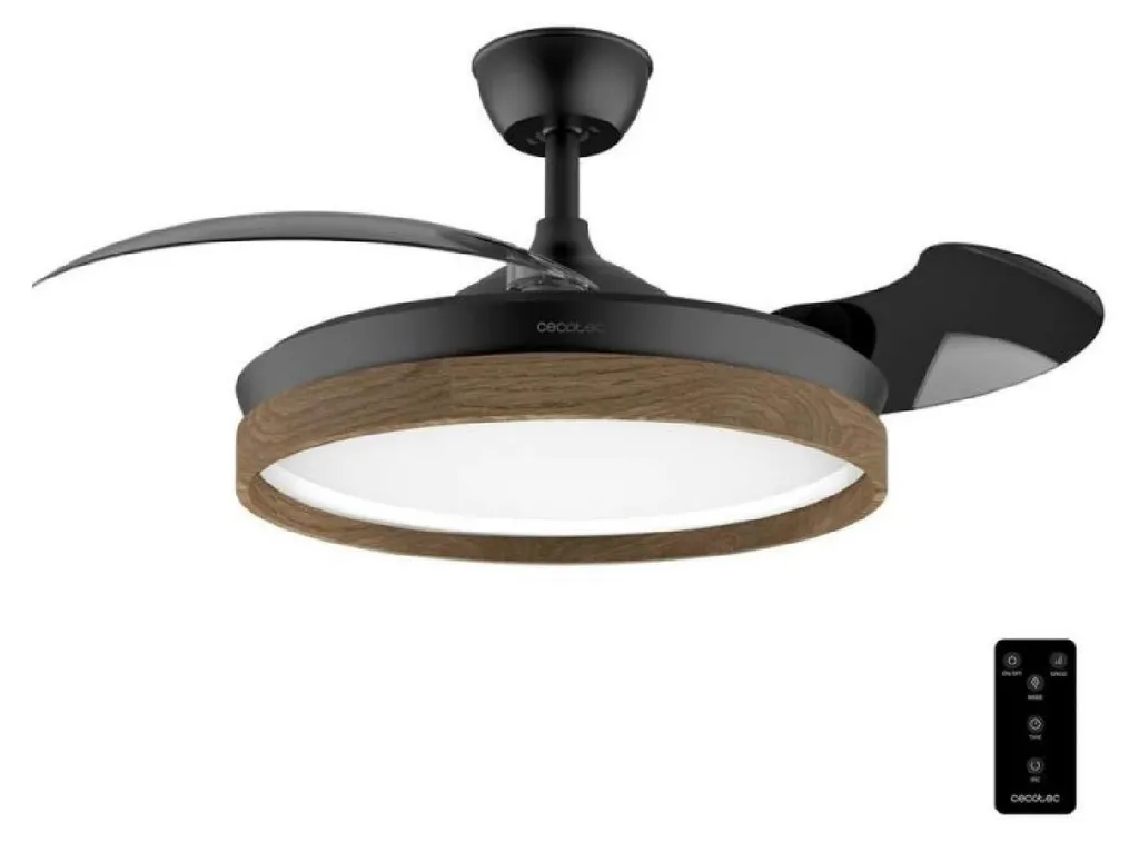 Ventilateur de plafond 35W à pales rétractables et LED - Modèle Sirocco