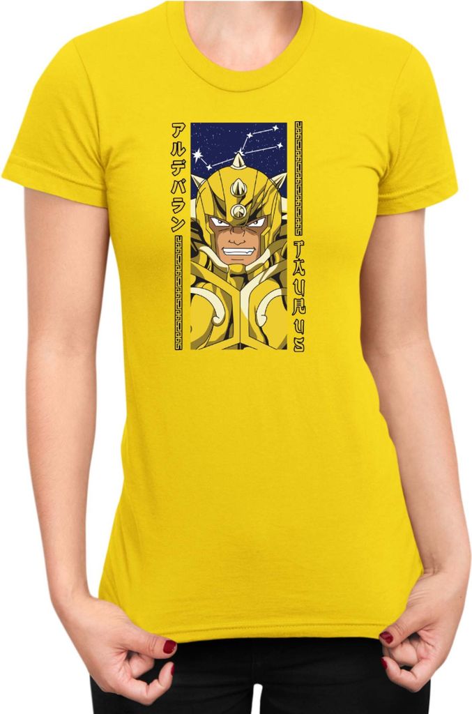 Damen T-Shirt Japan Anime Manga Saint Anime Seiya Taurus Taurus, Lady L / Gelb