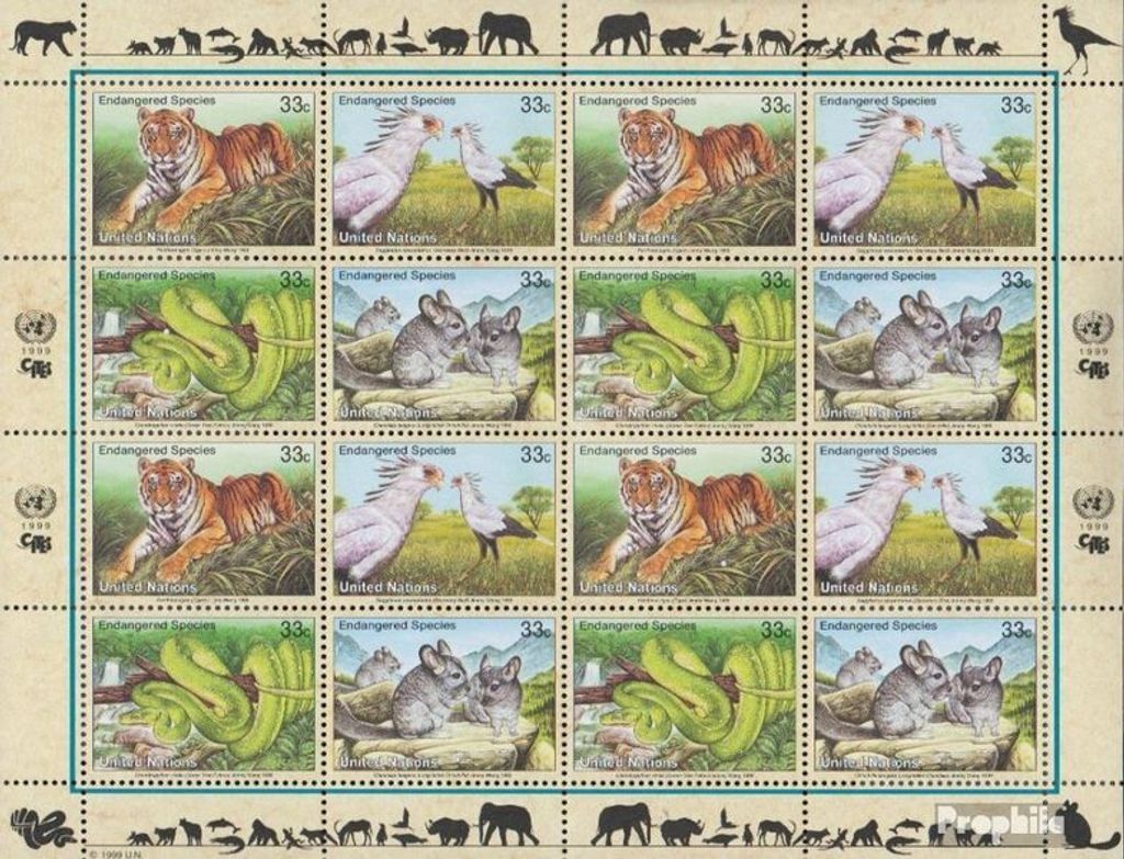 Briefmarken UNO - New York 1999 Mi 815-818 Kleinbogen Produktbild 