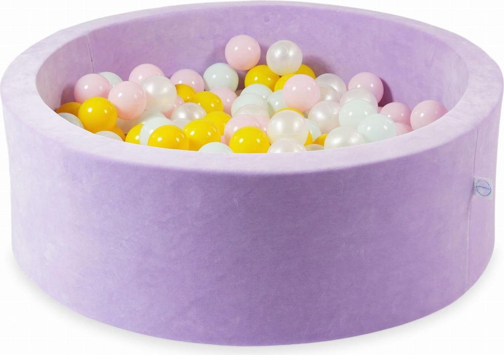 Trockenpool 90x30 Velvet Soft Purple mit 200 Bällen: Perlmutt, Hellrosa, Gelb, Hellmint