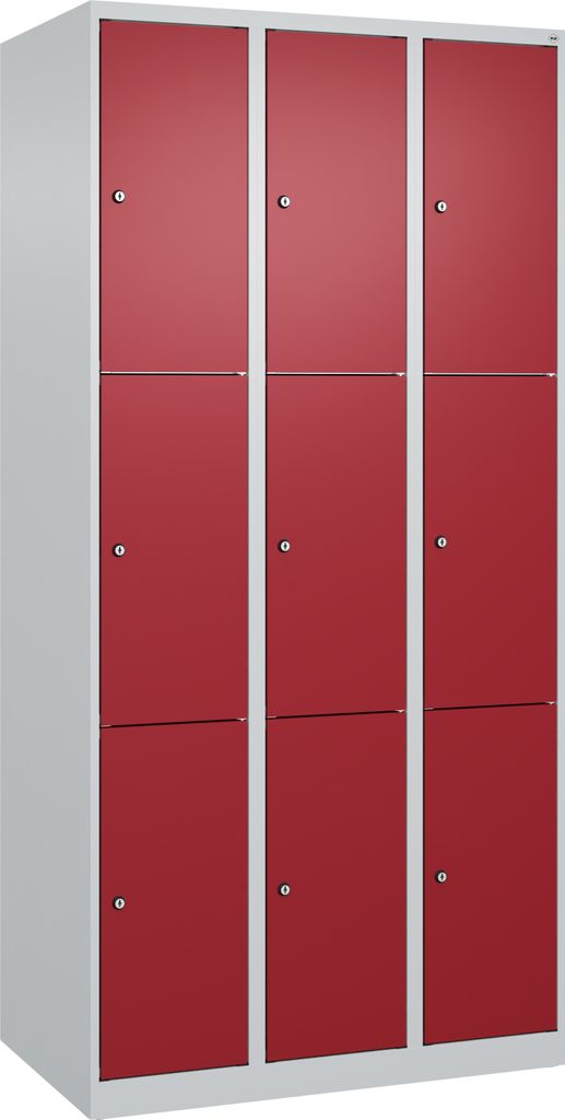 CP Schließfachschrank Classic Plus lichtgrau, rubinrot 080000-303 S10001, 9 Schließfächer 90,0 x 50,0 x 185,0 cm