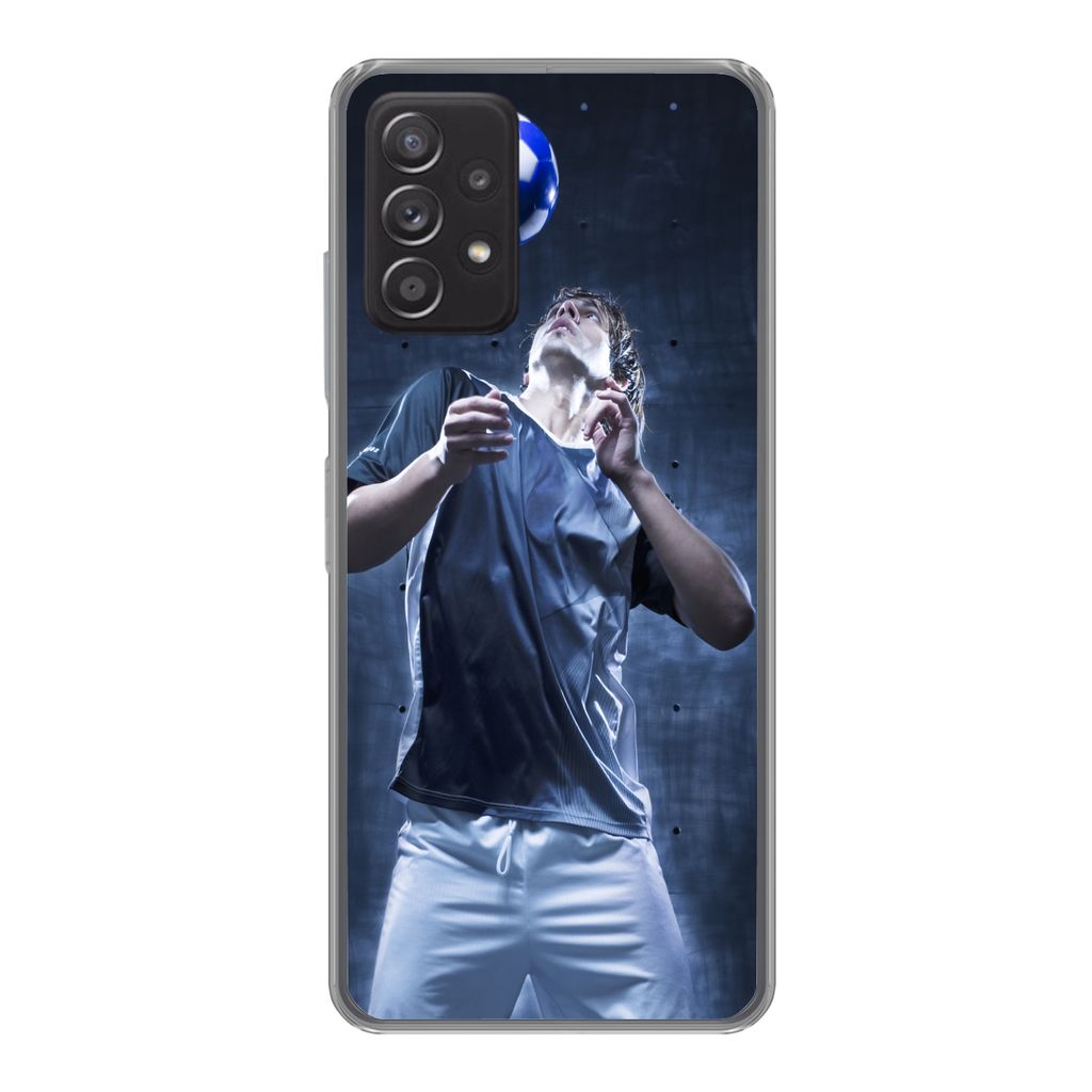 MuchoWow Handyhülle Schutzhülle Hülle für Samsung galaxy a73 Hochbegabter Fußballer Silikon Softcase Handy Hülle - Handyhülle