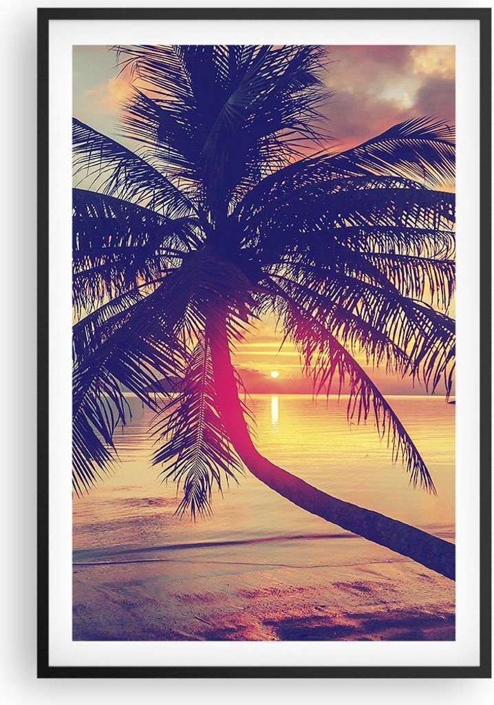 Gerahmtes Poster - Schwarzer Rahmen - Meer Strand Palme - 61x91,5 cm - Wand Bild - Wanddeko - Wandbilder - Kunstposter - Wandposter - Bilderrahmen ...