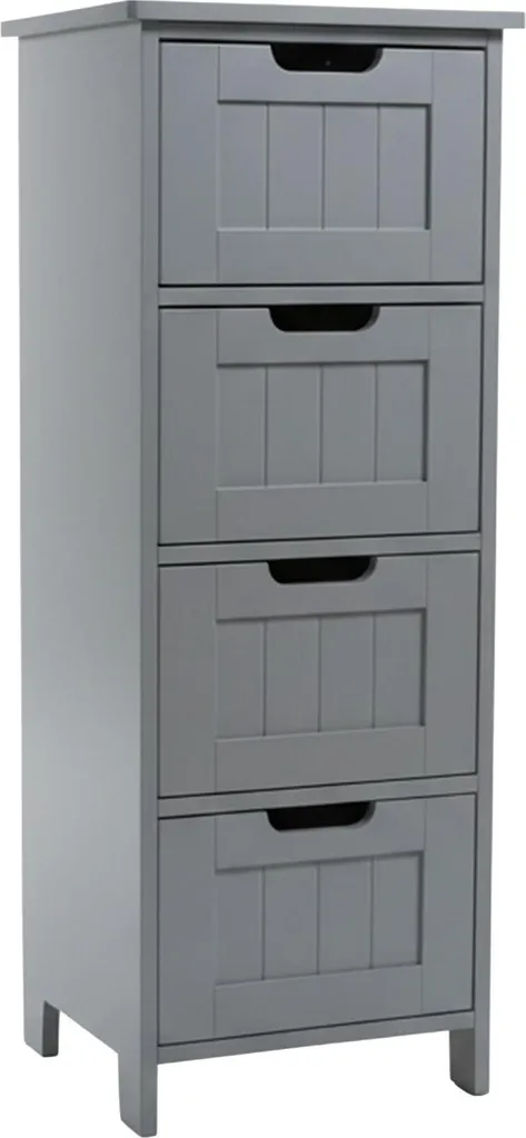 Meuble de rangement 4 tiroirs salle de bain bois robuste et compact 30cm