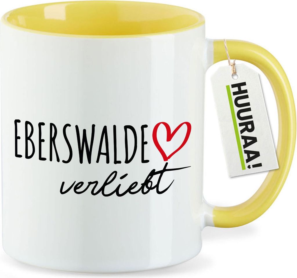 Huuraa Kaffeetasse Eberswalde verliebt 330ml Gelb Keramik Produktbild 