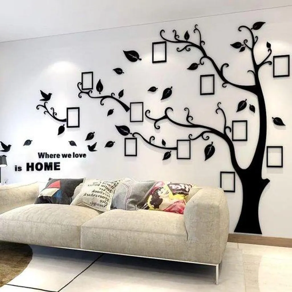 Autocollants Muraux Photo 3D DIY Noir Taille M pour Salon et Chambre
