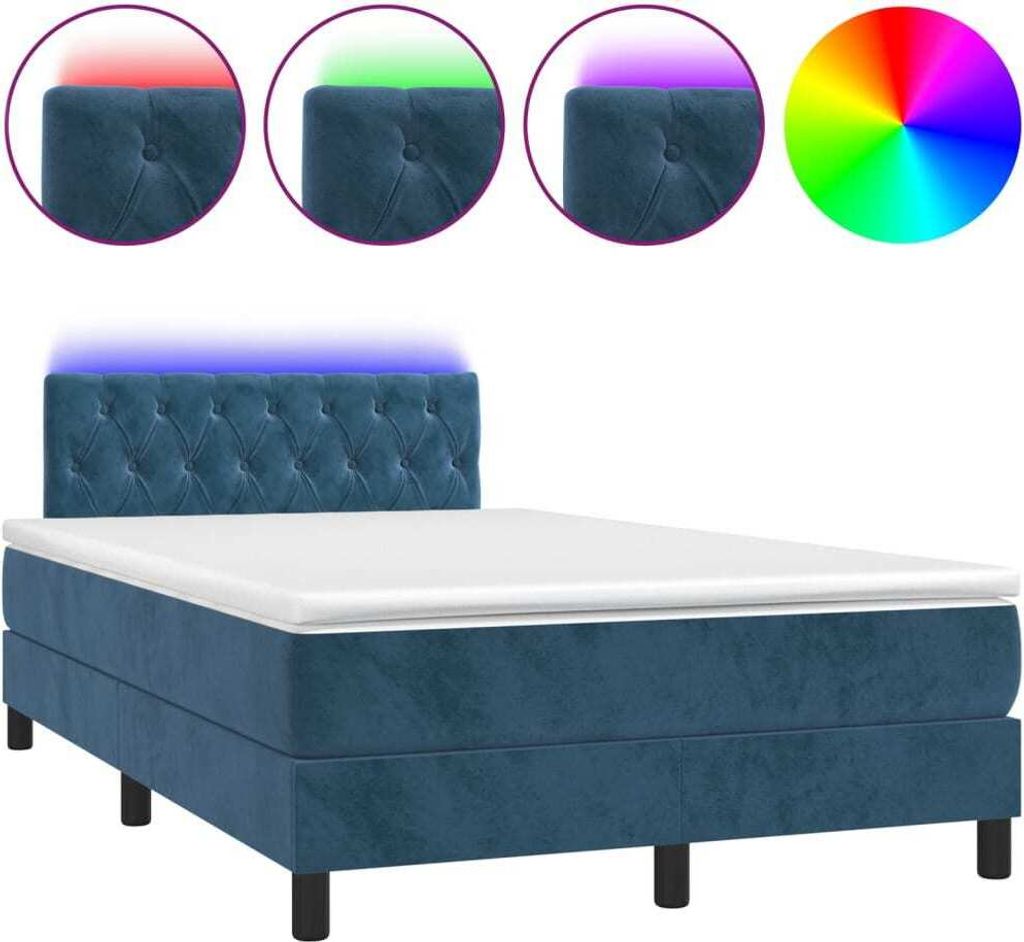 Boxspringbett mit Matratze & LED Dunkelblau 120x200 cm Samt