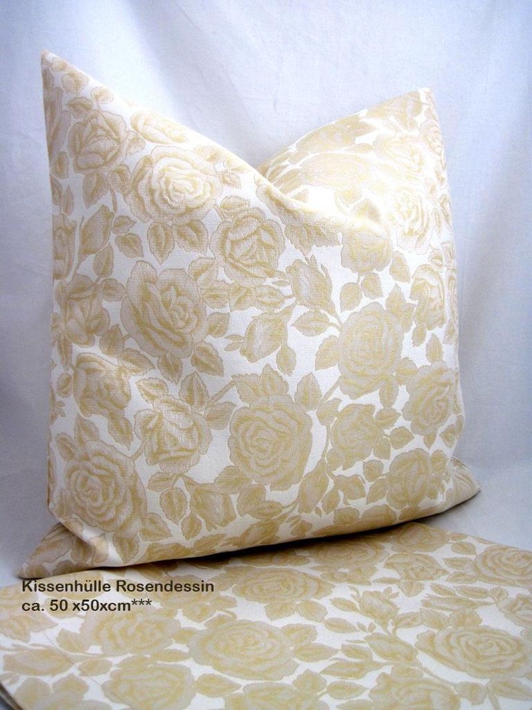 Kissenhülle Rosen creme - champagnerfarben ca. 50 x 50 cm